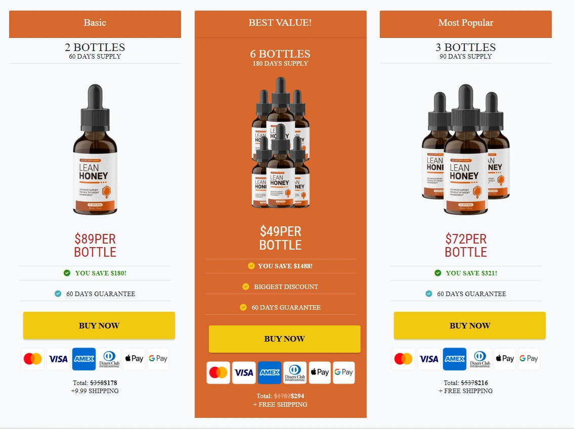 LeanHoney Price Packages